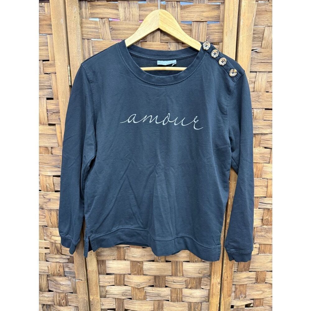 Women's Black 'Amour' Button-Shoulder Sweatshirt